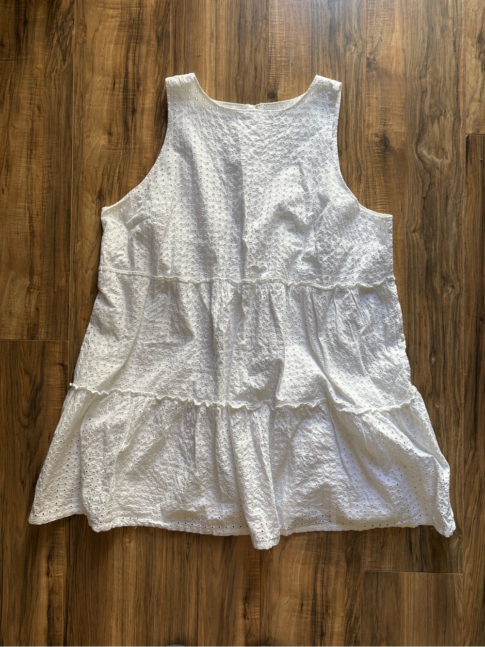Lands' End Women's 2X White Eyelet Sleeveless Tiered Dress 20W-22W